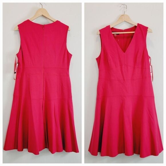 Nine West Fuchsia Pink Knit Fit and Flare Dress Size 12 NWT - Picture 1 of 7